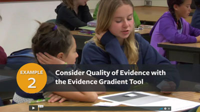 Students using the 'evidence gradient' tool
