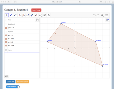 Quadrilateral dependent on 4 students’ points.