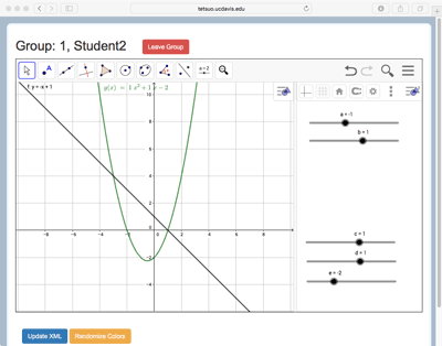 The MathNet graphical view seen by Student 2.