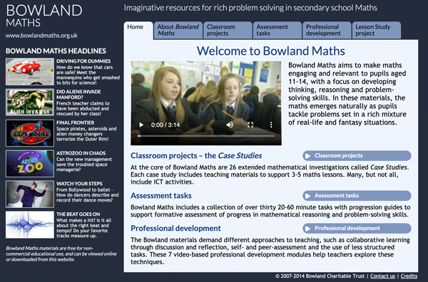Thumbnail of Bowland Maths website